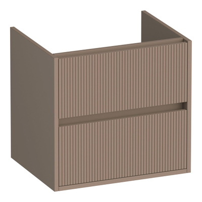 BRAUER Adore Wavy wastafelonderkast 60 2 softclose lades - greeploos - 1 sifon uitsparing - mat mokka