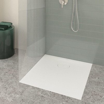 Villeroy & Boch Ecora douchebak - 80x80x3.5cm - afvoer korte zijde - white alpine (wit)