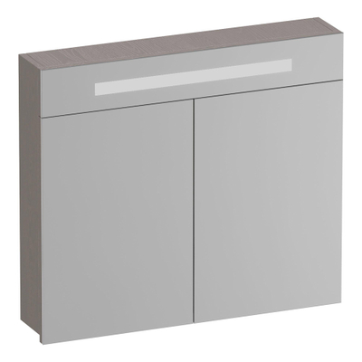 BRAUER Promise armoire de toilette - 80x70x15cm - avec éclairage 2 portes miroir Timber Greige