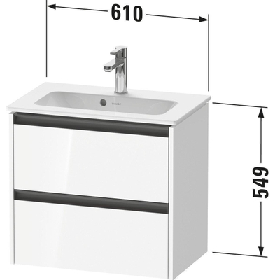 Duravit ketho 2 meuble sous lavabo avec 2 tiroirs 61x39x54.9cm avec poignées anthracite noyer foncé mate