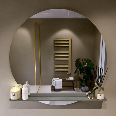 Mondiaz SPOT miroir – Ø 110 cm – avec tablette – Smoke (brun clair)