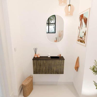 Mondiaz JOYA 80cm toiletmeubel - kleur Dusk - Wastafel FAYE positie Rechts 1 kraangat kleur Urban.