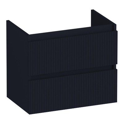 BRAUER Joy Wavy meuble sous-lavabo peu profond 60 2 tiroirs avec softclose - sans poignée - 1 découpe pour siphon - noir mat