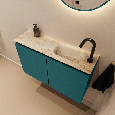MONDIAZ TURE-DLUX 80cm toiletmeubel Smag. EDEN wastafel Frappe positie rechts. Met 1 kraangat.