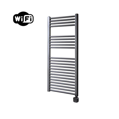 Sanicare HPW Elektrische Radiator - 111.8x45cm - 596W - wifi - thermostaat - zwart - rechtsonder - gunmetal (antraciet)