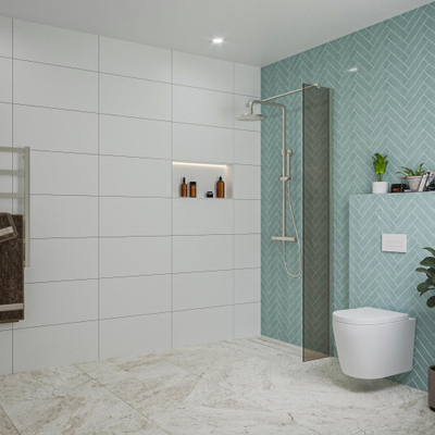 FugaFlow Eccelente Vetro Douche à l'italienne - 30x200cm - verre fumé - Inox brossé