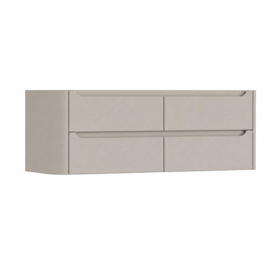 H&R Badmeubelen Juice Wastafelonderkast - 140x45x50cm - linkerhoek afgerond - 4 lades - geïntegreerde greep - beige mat
