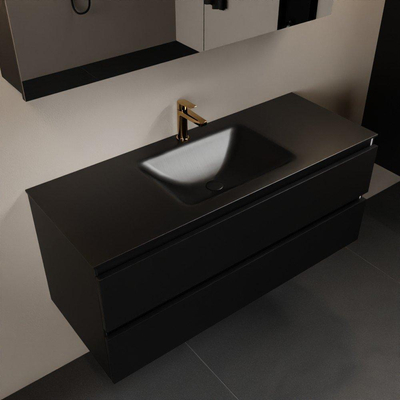 Mondiaz AIVY Ensemble de meuble - 120x45x50cm - 1 trou de robinet - 1 vasque Urban Solid surface - Centre - 2 tiroirs - avec armoire de toilette - MDF Urban