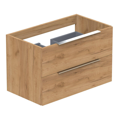 Thebalux Type onderbouwkast 80x45x50cm opbouwgreep chroom 2 softclose lades standaard greep MDF/spaanderplaat brandy