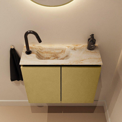 MONDIAZ TURE-DLUX Meuble WC 60 cm Oro. EDEN lavabo Frappe position gauche. Avec 1 trou de robinet.