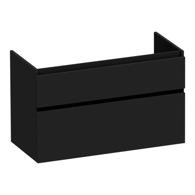 BRAUER Delight wastafelonderkast - 100x46x60cm - 2 softclose lades - greeploos - 1 sifon uitsparing - mat zwart