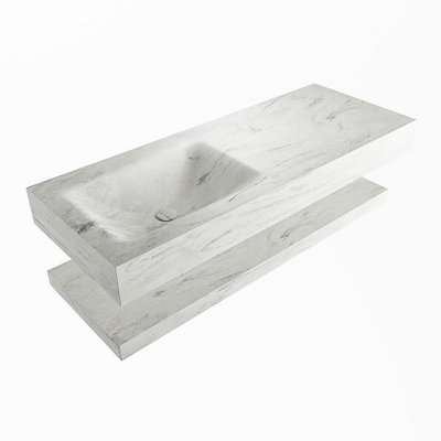 MONDIAZ ALAN - DLUX Badkamermeubelset - 120cm - planchet - Opalo - vrijhangende wastafel - wasbak links - 1 kraangat - Opalo