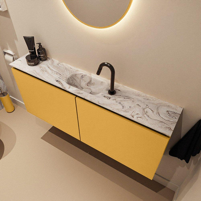MONDIAZ TURE-DLUX 120cm toiletmeubel Ocher. EDEN wastafel Glace positie midden. Met 1 kraangat.