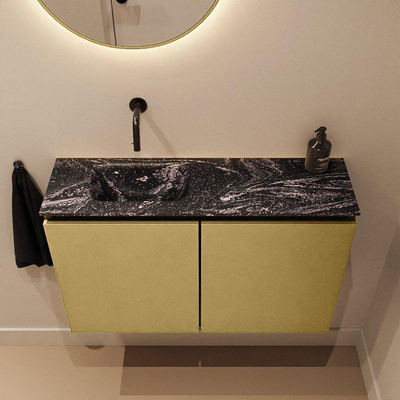 MONDIAZ TURE-DLUX 80cm toiletmeubel Oro. EDEN wastafel Lava positie links. Zonder kraangat.