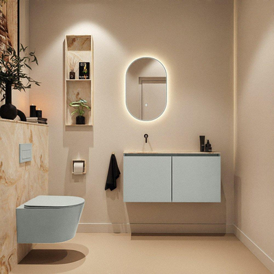 MONDIAZ TURE-DLUX 100cm toiletmeubel Greey. EDEN wastafel Frappe positie links. Zonder kraangat.