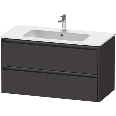 Duravit ketho 2 meuble sous lavabo avec 2 tiroirs 101x48x55cm avec poignées anthracite graphite super mat