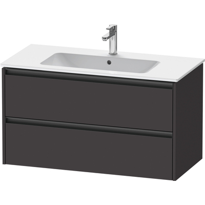 Duravit Ketho 2 meuble sous-lavabo avec 2 tiroirs 101x48x55cm avec poignées anthracite graphite supermat