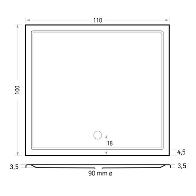 Xenz Mariana douchebak - 110x100x7 - Acryl - ebony
