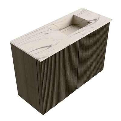 Mondiaz JOYA-DLUX 60cm toiletmeubel - kleur Shadow - Wastafel FAYE positie Rechts 1 kraangat kleur Nata.