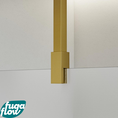 FugaFlow Eccelente Vetro inloopdouche badkamer - 140x200cm - mat glas - plafondarm - geborsteld messing