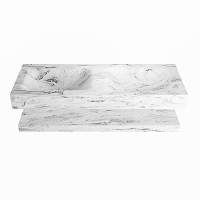 MONDIAZ ALAN - DLUX Badkamermeubelset - 120cm - planchet - Glace - vrijhangende wastafel - 2 wasbakken - 2 kraangaten - Glace