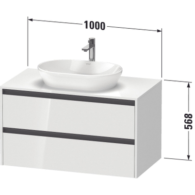 Duravit ketho 2 meuble sous lavabo avec plaque console avec 2 tiroirs 100x55x56.8cm avec poignées anthracite noyer foncé mate