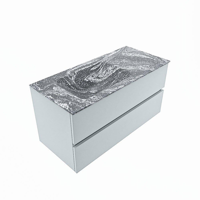 Mondiaz VICA-DLUX ensemble de meuble de salle de bain - 100cm - meuble sous-vasque argile - 2 tiroirs - lavabo encastré nuage gauche - sans trous de robinet - version haute 60cm - lave