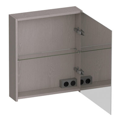 BRAUER Impress armoire de toilette – 59 x 70 x 15 cm – ouverture à droite, porte-miroir double face – Timber Greige