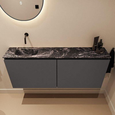 MONDIAZ TURE-DLUX 120cm toiletmeubel Dark Grey. EDEN wastafel Lava positie links. Zonder kraangat.