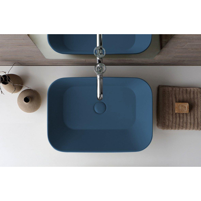 By Goof Mees Design Vasque à poser 60x42x16.6cm Rectangulaire Bleu mat