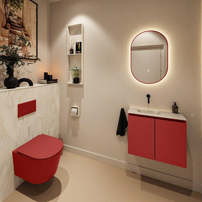 MONDIAZ TURE-DLUX Meuble WC 60 cm Fire. EDEN lavabo Ostra position gauche. Sans trou de robinet.