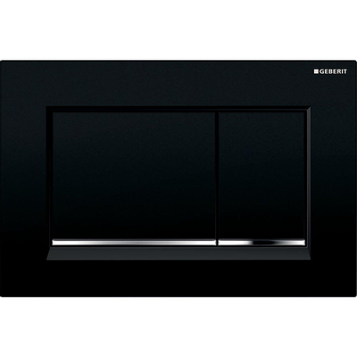 Geberit Sigma20 bedieningsplaat - 2-toets spoeling - rechthoekige knoppen - zwart/glans chroom/zwart - dualflush - glans zwart