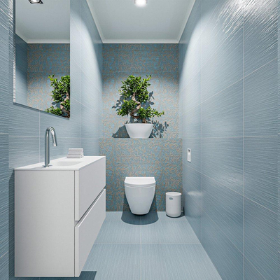 MONDIAZ ADA Toiletmeubel - 80x30x50cm - 1 kraangat - 2 lades - talc mat - wasbak links - Solid surface - Wit