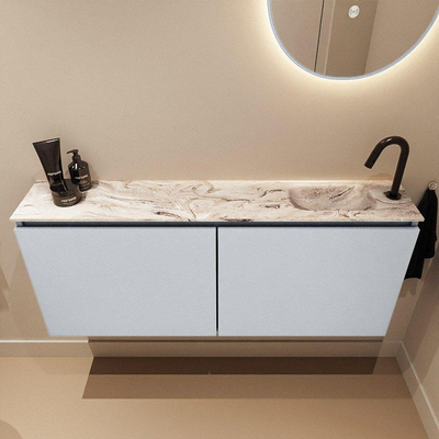 MONDIAZ TURE-DLUX Meuble de toilettes 120 cm Clay. Lavabo EDEN Glace position droite. Avec 1 trou de robinet.
