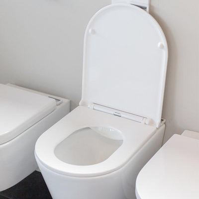 QeramiQ Dely Pack WC suspendu - 36.3x51.7cm - à fond creux - sans bride - avec abattant slim - Blanc brillant
