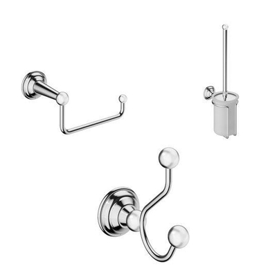Crosswater Belgravia ensemble d’accessoires composé d’un crochet double pour serviette set porte-balai de toilettes et porte-rouleau de WC chrome
