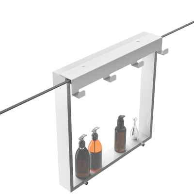 Fortifura Galeria schap met 4 haken - voor douchewand - 50x50x6.5cm - mat wit
