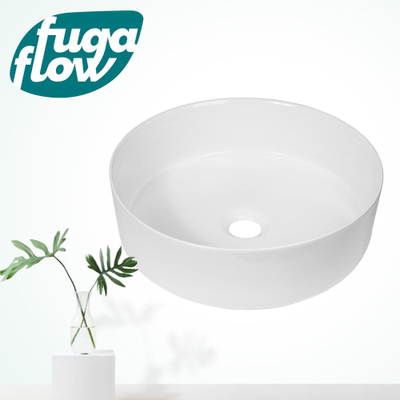 FugaFlow Efficiente Arredo Opbouwwaskom - 36x36x12cm - zonder overloop - rond - keramiek - glans wit