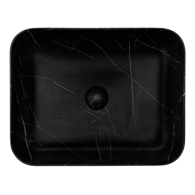 Riho Marmic Rectangle Vasque à poser 50x39x13cm Céramique Rectangulaire marbre noir mat