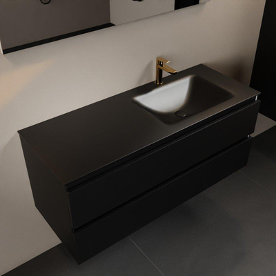 Mondiaz AIVY Ensemble de meuble - 120x45x50cm - 1 trou de robinet - 1 vasque Urban Solid surface - Droite - 2 tiroirs - avec miroir - MDF Urban