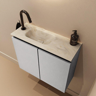MONDIAZ TURE-DLUX 60cm toiletmeubel Plata. EDEN wastafel Ostra positie links. Met 1 kraangat.