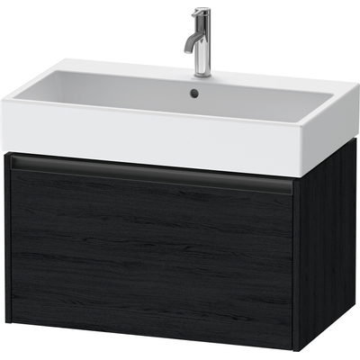 Duravit Ketho.2 Wastafelonderbouwkast - met 1 lade - 78.4x46x44cm - met greep antraciet - eiken zwart mat