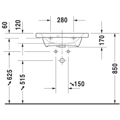 Duravit Durastyle Lavabo pour meuble 63.5x40cm 1 trou de robinet avec trop-plein blanc