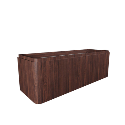 Saniclass Terra Badkamermeubelset - 140x42x45.5cm - keramische wastafel wit glans - 2 wasbakken - 2 kraangaten - 4 lades - Kastanje (walnoot)