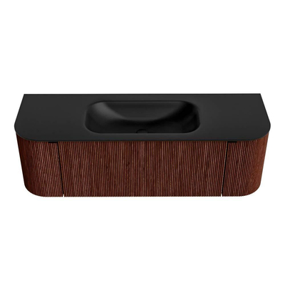 Mondiaz KURVE Badkamermeubelset - 140x46x40cm - 1 lade - 2 deuren - wastafel solid surface - midden - zonder kraangat - Ruby