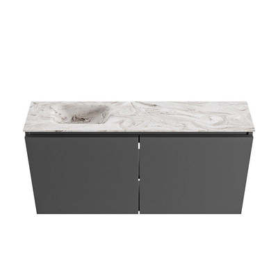 MONDIAZ TURE-DLUX 100cm toiletmeubel Dark Grey. EDEN wastafel Glace positie links. Met 1 kraangat.
