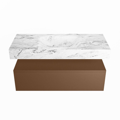 MONDIAZ ALAN - DLUX Badkamermeubelset - 110cm - onderkast - Rust - 1 lade - vrijhangende wastafel - wasbak midden - 1 kraangat - Glace