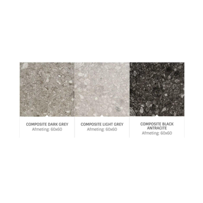 Vtwonen Carrelage composite sol et mur 60x60cm 9mm rectifié R10 porcellanato Noir Anthracite