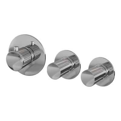 BRAUER Stripe Inbouwthermostaat - 2 stopkranen - inclusief inbouwdeel - chroom
