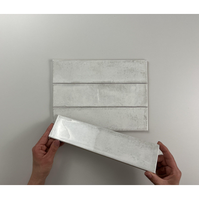 ÉCHANTILLON Terravito Dalmira Carrelage mural - 7.5x30cm - Rectangle - 8.6mm - White